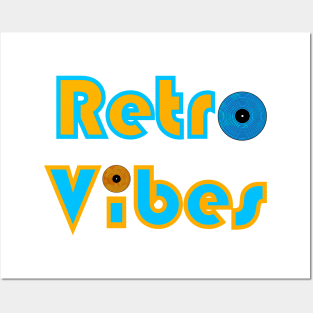 Blue Orange Retro Vibes Color Vinyl Minimal Text Posters and Art